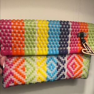 NEW Maria Victoria Colorful Woven Clutch Bag!